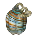Boston International Glass Pumpkin Sunset Stripe Harvest/fall Decor 6" Tall. Fixed Price $24.99.