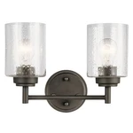 Kichler 45885 Bronze Winslow 2-LIGHT 13"W Bathroom With Seedy Glass Shades. Fixed Price $99.97.