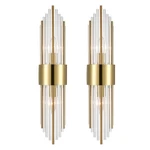 2-LIGHT Modern Brushed Titanium Gold Wall Sconce With Clear Glass Crystal Lux.... Fixed Price $203.76.