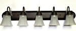 Cmc Vanity 5 Light Bar Fixture Brushed Brown Bronze Patina Glass Shade. Fixed Price $140.00.