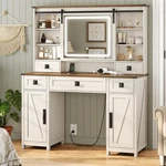 Aogllati Farmhouse Makeup Desk With Lights & Charging Station,vanity. Fixed Price $316.07.