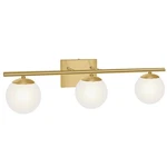 New Bathroom Vanity 3 Lights Fixtures Brushed Brass Milk White Globe Gl.... Fixed Price $114.99.