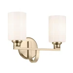 Kichler Gioe 14.25" 2-LIGHT Bathroom Vanity Fixture With Opal Glass In .... Fixed Price $143.35.