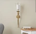 Litton Lane Gold Aluminum Metal Textured Wall Candle Sconce With Curved Shape. Fixed Price $54.96.