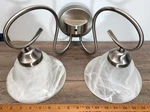 Aztec Brushed Nickel Bathroom Wall Lighting Fixture W/glass Shades New 93220. Fixed Price $47.49.