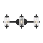 Savoy Essentials Holton Light Bath, Matte Black/clear Ribbed 8-3024-3-BK. Fixed Price $290.00.