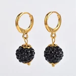 Elegant Jet Austrian Crystal Ball Dangle Black And Gold Earrings. Fixed Price $29.95.