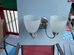 Hampton Bay Hamilton 2-LIGHT Vanity Brushed Nickel Frosted Glass. Fixed Price $20.00.