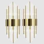 Modern Clear Glass Wall Sconces Set Of Two Titanium Gold Light Fixtures. Fixed Price $149.99.