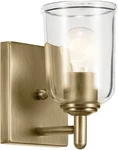 Kichler 45572 Shailene 9" Tall Bathroom Sconce - Natural Brass / Clear. Fixed Price $62.38.
