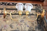 2 Vintage Lighting Designs Wallmount Frosted & Clear Shades. Fixed Price $50.00.