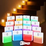 Guankai 16 Pack Rechargeable Motion Sensor Stair Light Rgbw. Fixed Price $89.99.