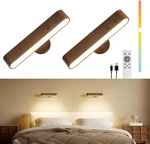 Rechargeable Walnut Wood Wall Sconces Set Of Led Lights For Bedroom,tou. Fixed Price $82.67.