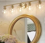 Deyidn 37.4 In. 5-LIGHT Gold Bathroom Vanity Led With Clear Globe Shades. Fixed Price $63.99.
