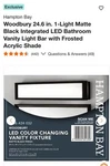 Hampton Bay Woodbury 24.6" Matte Black Led Vanity Light W/ Frosted Acrylic Shade. Fixed Price $39.99.