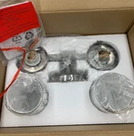 Pottery Barn Mercer Double Tube Sconce W/ Milk Glass Shades Satin Nickel #W238. Fixed Price $132.99.