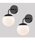 Danseer Black Wall Sconce Modern Nordic Style Milky Globe Glass Set Of 2. Fixed Price $30.00.