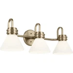 Kichler Farum 26" 3 Light Vanity, Champagne Bronze/opal Glass - 55155CPZ. Fixed Price $399.99.