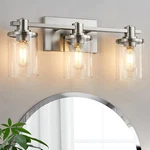 3-LIGHT Bathroom Vanity Light, Brushed Nickel Lights Fixtures Over Mirr. Fixed Price $58.99.