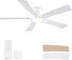 52" White Ceiling Fan With Lights & Remote, 6-SPEED Reversible Dc Motor. Fixed Price $149.99.