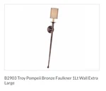 Troy Lighting Faulkner 1-LIGHT Indoor Wall Sconce Pompeii Bronze B2903 Xl, Nib. Fixed Price $199.99.