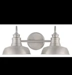 Elmcroft 18.25 In. 2-LIGHT Brushed Nickel Farmhouse Vanity With Metal Shades Nib. Fixed Price $39.99.