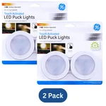 Ge Led Wireless Puck Lights 2-PACK Battery Operated Touch Activated Lot Of. Fixed Price $24.99.