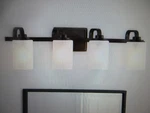 Hampton Bay Hartford Lake 29 In. 4-LIGHT Oil Rubbed Bronze Rustic Vanity. Fixed Price $61.70.