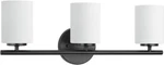 Progress Lighting P2159-31 Replay 22" 3-LIGHT Black Etched Glass Vanity. Fixed Price $44.99.