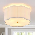 Modern Drum Semi Flush Mount 3-LIGHT Gold Ceiling Lighting Vintage Linen Lamp.... Fixed Price $72.96.
