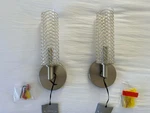 Visual Comfort Vetra Wall Sconce, Brushed Nickel, Artisan Gold Wire Glass Shade. Fixed Price $194.00.