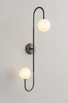 Mid Century Modern Brass Globe Wall Sconce Double Light Lamp Minimalist Art. Fixed Price $189.00.