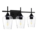 Merra 3-LIGHT Black Bathroom Vanity With Seeded Glass Shades. Fixed Price $43.38.