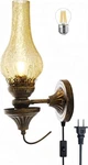 16IN Vintage Wall Sconces Antique Rustic Farmhouse Plug-in, Amber. Fixed Price $76.50.
