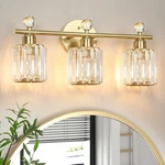 Kunruitai 3-LIGHT Gold K9 Crystal Vanity Sconce. Fixed Price $89.99.