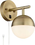 Luna Mid Century Modern Indoor Wall Mount Lamp Antique Brass Plug-in Light Fixtu. Fixed Price $133.99.