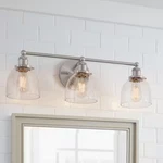 3 Light Bathroom Vanity Brushed Nickel Modern Wall Fixture Over Mirror. Fixed Price $44.99.