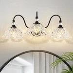 Black Bathroom Vanity LIGHT,3-LIGHT With Crystal Glass Shades,vi.... Fixed Price $176.73.