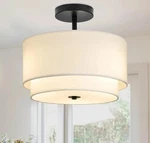 Vexagyle 3-LIGHT Semi Flush Mount Ceiling Fixture 2- Layer Fabric Shade. Fixed Price $35.99.
