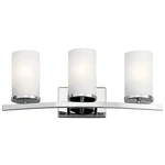 Kichler Crosby 23 In. 3-LIGHT Chrome Bathroom Vanity W/ Satin Etched Glass. Fixed Price $36.44.