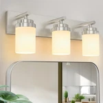 Izorro Bathroom Vanity Fixture, 3-LIGHT 22" Brushed Nickel, White Glass. Fixed Price $97.26.
