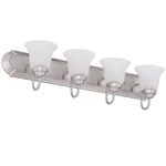 30 In. 4-LIGHT Brushed Nickel Bathroom Vanity W/glass Shades By Progress. Fixed Price $73.36.