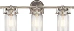 Kichler Brinley 3-LIGHT Brushed Nickel Vanity With Clear Glass. Fixed Price $68.24.