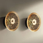 Possini Euro Kora 8 1/2" High Black And Gold Leaf Led Wall Sconce Set. Fixed Price $99.96.