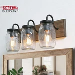 Lnc Bathroom Vanity Fixtures Farmhouse Mason Jar Lights With Faux Wood Finish,. Fixed Price $117.57.