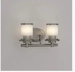 Hampton Bay HB2578-35 Truitt 2-LIGHT Nickel Vanity With Frosted Glass Shades. Fixed Price $34.00.
