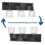Vanity Light Rushton - 3 Bell Shade In Farmhouse Style. Fixed Price $110.00.