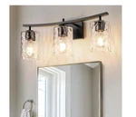 Yansun 24 In. 3-LIGHT Black Vanity With Cylinder Clear Glass Shades. Fixed Price $59.00.