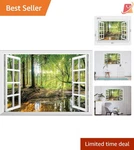 Fake Window Wall Mural Jungle Faux Vinyl Decal Set Indoor Decor 48X32. Fixed Price $40.97.