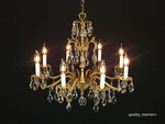 Antique Stunning Shimmering Stately Brass Cut Lead Glass Crystal Chandelier. Fixed Price $995.00.